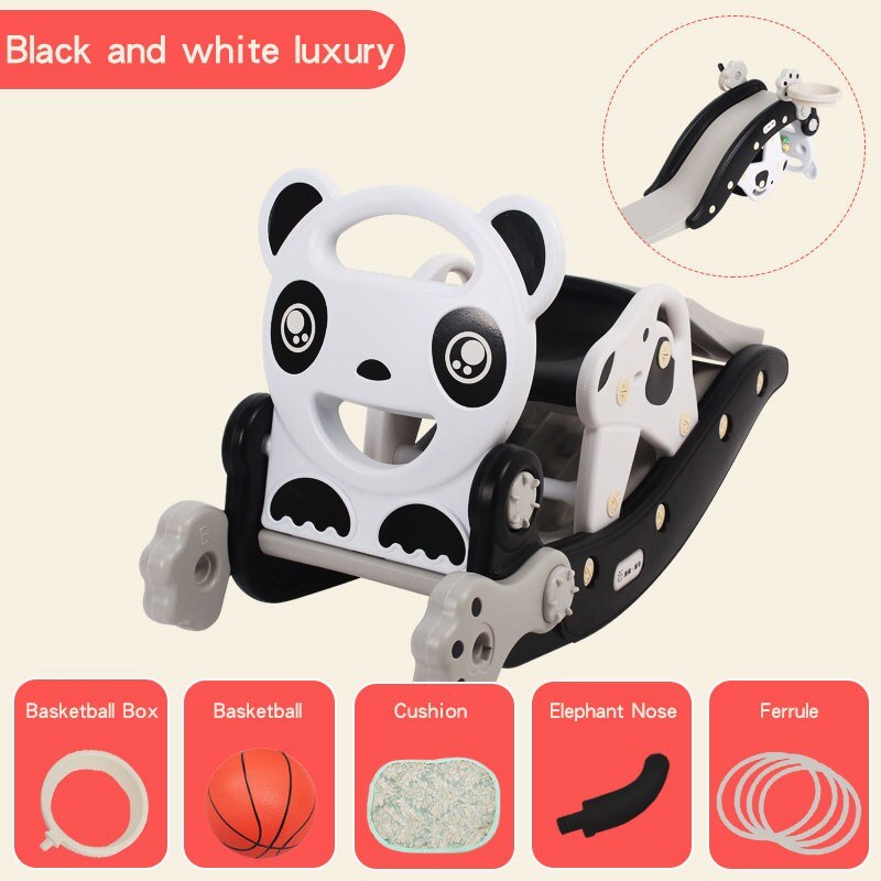 Ruizhi-cheval à bascule 2 en 1 Panda pour enfants, multifonction, avec chaise à bascule à musique, jouets animaux, RZ1204: white luxury