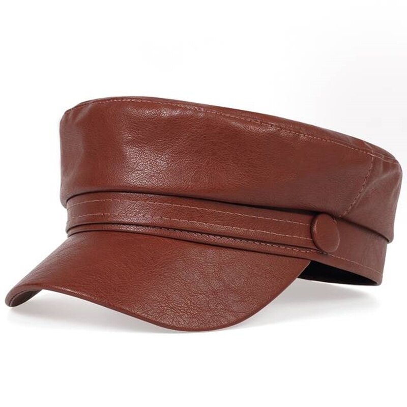 Koreansk læder baret dame hat super brand vilde hatte udendørs fritid kasketter hat: Brun