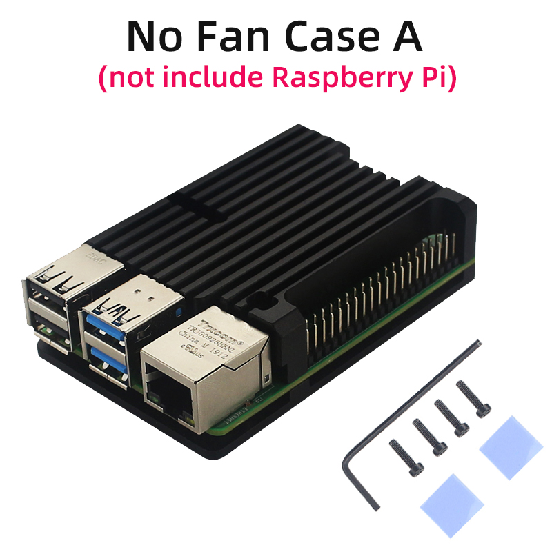 Aluminum Case for Raspberry Pi 4 Model B Armored Shell Passive Cooling Radiator Optional Dual Fan Cooler for Raspberry Pi 4: GRAY