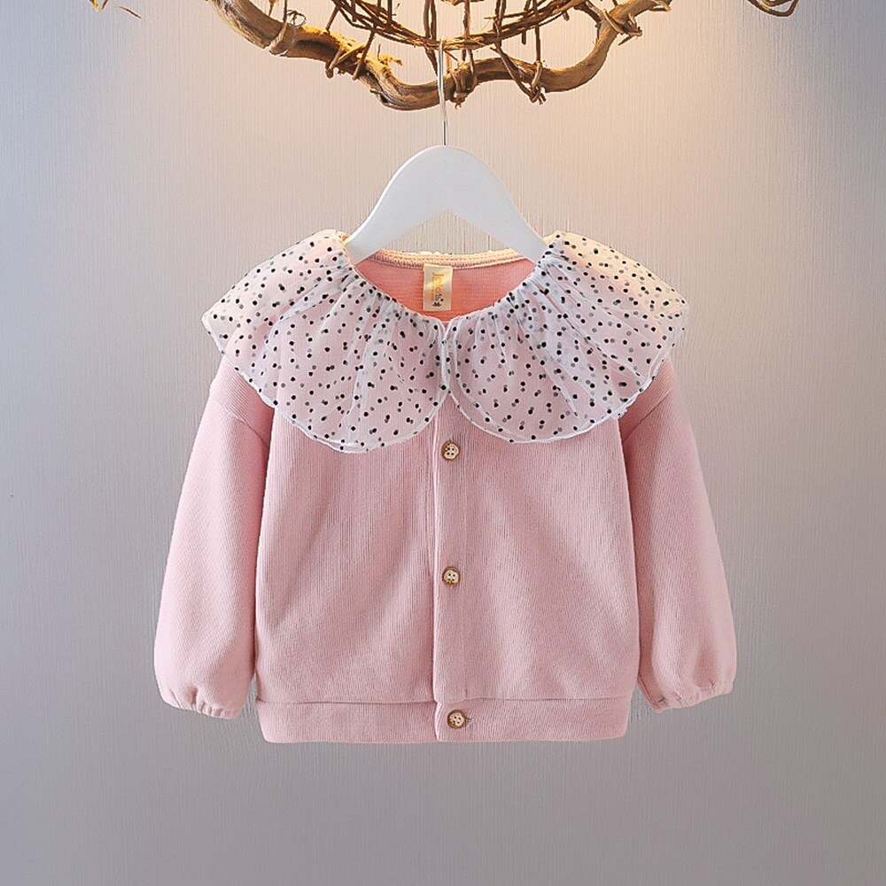 Zoete Herfst Meisje Jas Uitloper Baby Zuigelingen Kids Kinderen Lange Mouw Dot Kraag Vest Jassen ADK456: Pink / 12m