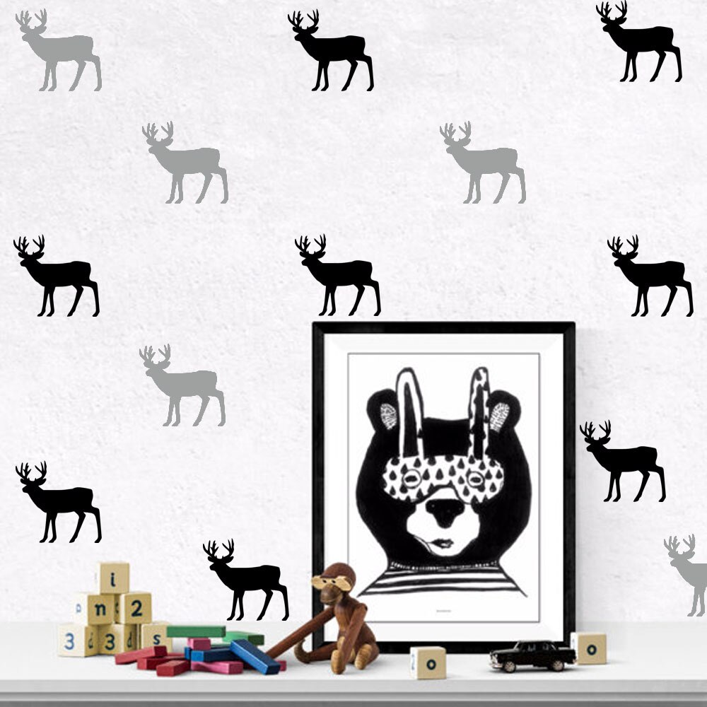 9 st/set nordisk stil djur älg väggdekal barn baby rum vinyl väggdekor jul heminredning tapet rådjur konst väggmålning