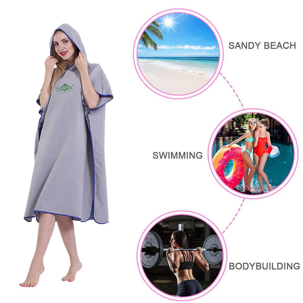 Mode Volwassen Microfiber Water Absorberen Snel Droog Hooded Wetsuit Veranderende Gewaad Effen Kleur Poncho Zwemmen Beach Surf Duiken Zwemmen