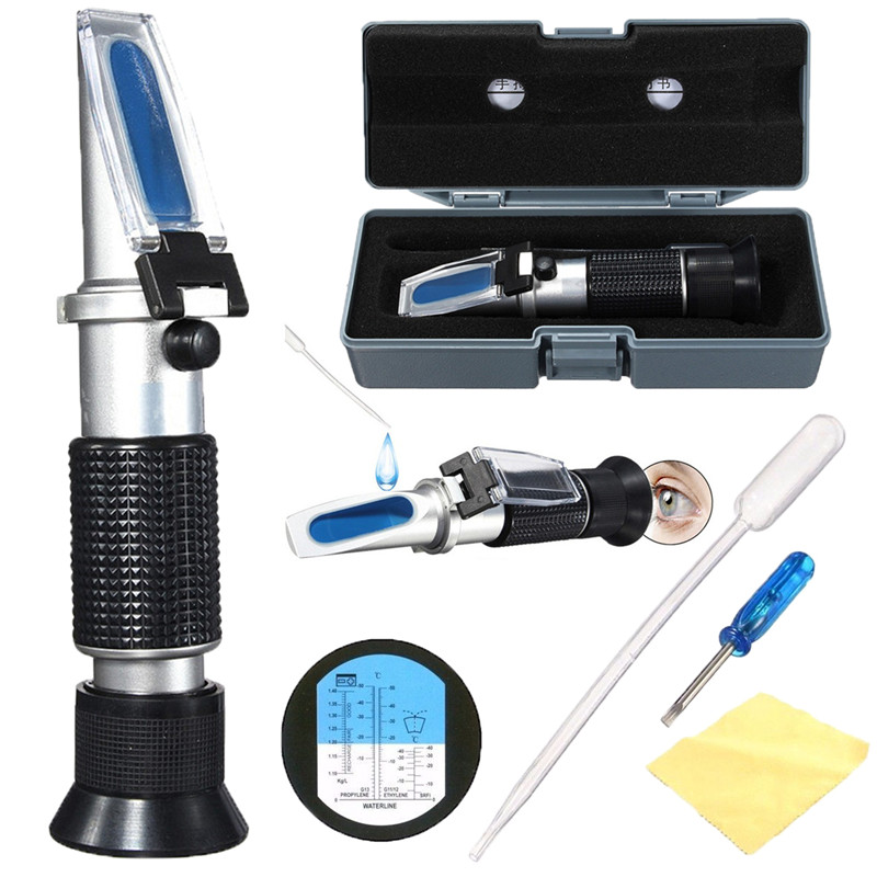 Handheld Glycol Refractometer Car 1.10-1.40sg Antifreeze Battery Acid Engine Coolant Tester Tool Auto Optical Instruments