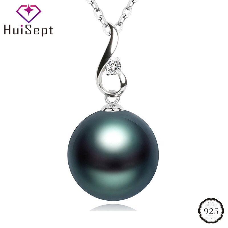 Huisept 925 zilveren sieraden ketting met zwarte parel zirkoon edelsteen hanger accessoires voor vrouwen bruiloft feest