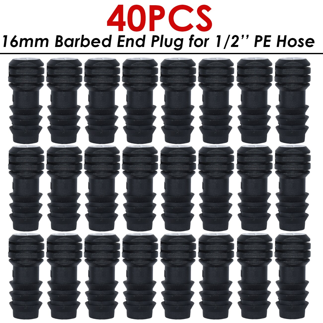 KESLA 40PCS 16MM Barbed Elbow Tee End Plug Drip Tubing Water Connectors Adapter 1/2 Fittings Garden Coupling Adaptor Pipe Repair: KSL01-143-40PCS