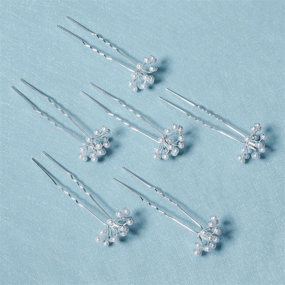 6 Stks/set Zilveren Kleur Parel Bruiloft Haarspeld Bruid Haar Accessoires Sieraden Handgemaakte Bridal Haarspelden Voor Vrouwen Bruidsmeisje