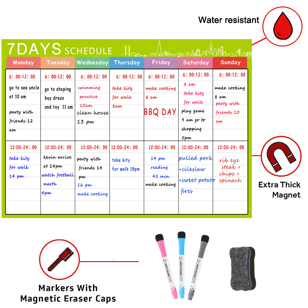 Børn magnetisk tør slette planner board til køleskab  a3 magnetisk whiteboard familie organisere to do liste legetøj