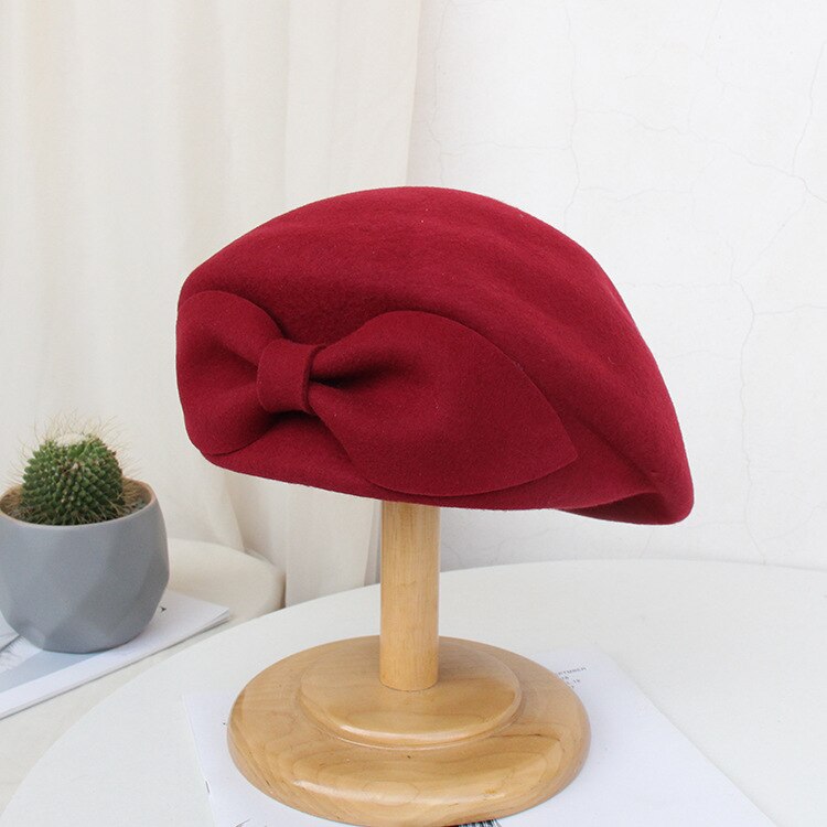 Tocado de boda, boinas, sombreros para mujer, sombrero rojo para boda, accesorios de boda, novias, 100% Vintage, fieltro de lana, sombrero de Iglesia: Burgundy