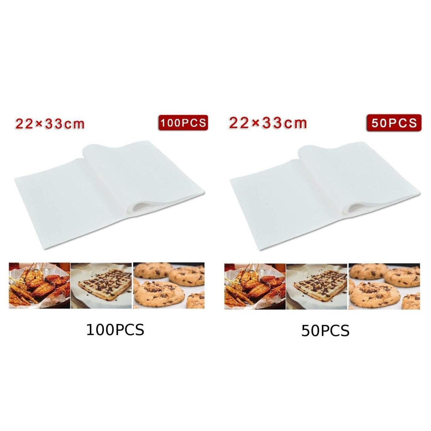 50/100pcs Non Stick 22*33cm Bleached White Parchment Paper Baking Sheets Pan Liner Baking Grease Paper