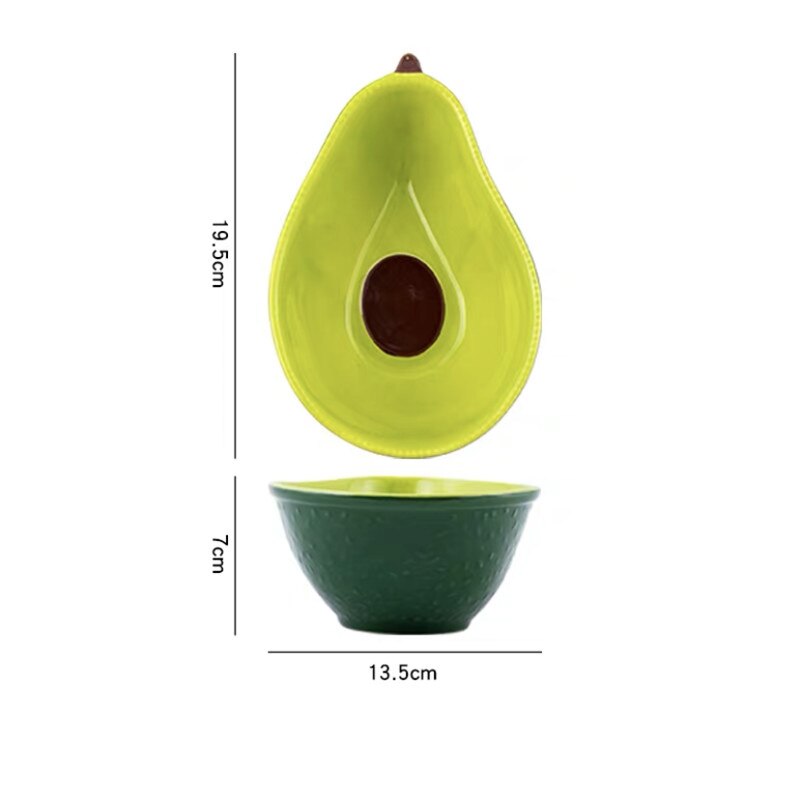 Vajilla de cerámica creativa de estilo nórdico, plato de cena con forma de Cactus y zanahoria, tazón de desayuno, plato de aperitivos para el hogar, plato de ensalada de fruta: Avocado Bowl M