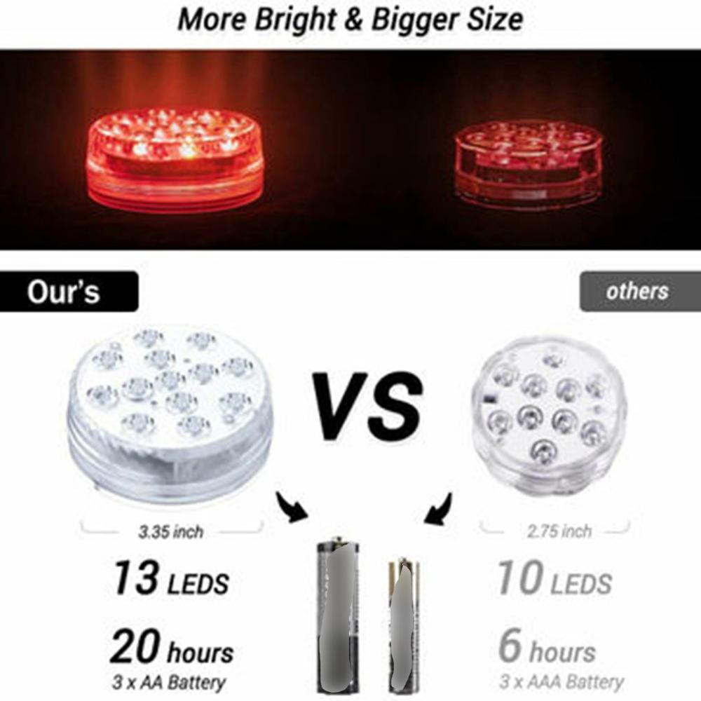 LED Remote Control RGB Diving Lights Battery-Powered Underwater Night Lights Outdoor Party Garden Swimming Pool Decoration Light