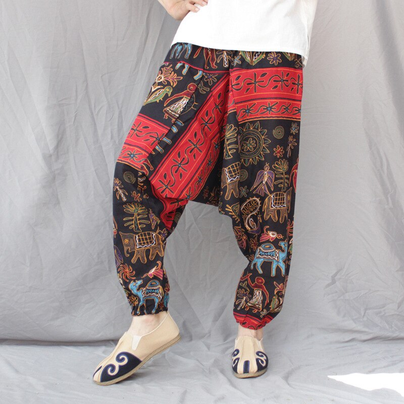 Pantalones Harem para hombre, ropa estilo japonés, holgados de algodón y lino, Hip Hop, pantalones cruzados informales, Punk: 31