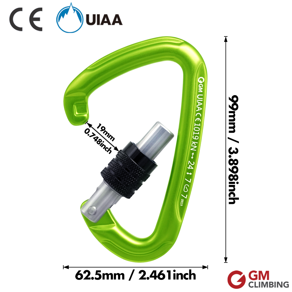 GM CLIMBING D Carabiner 24kN CE / UIAA Screw Locking Rock Climbing Carabiner Safety Lock Buckle Rescue Mountaineering Equipment