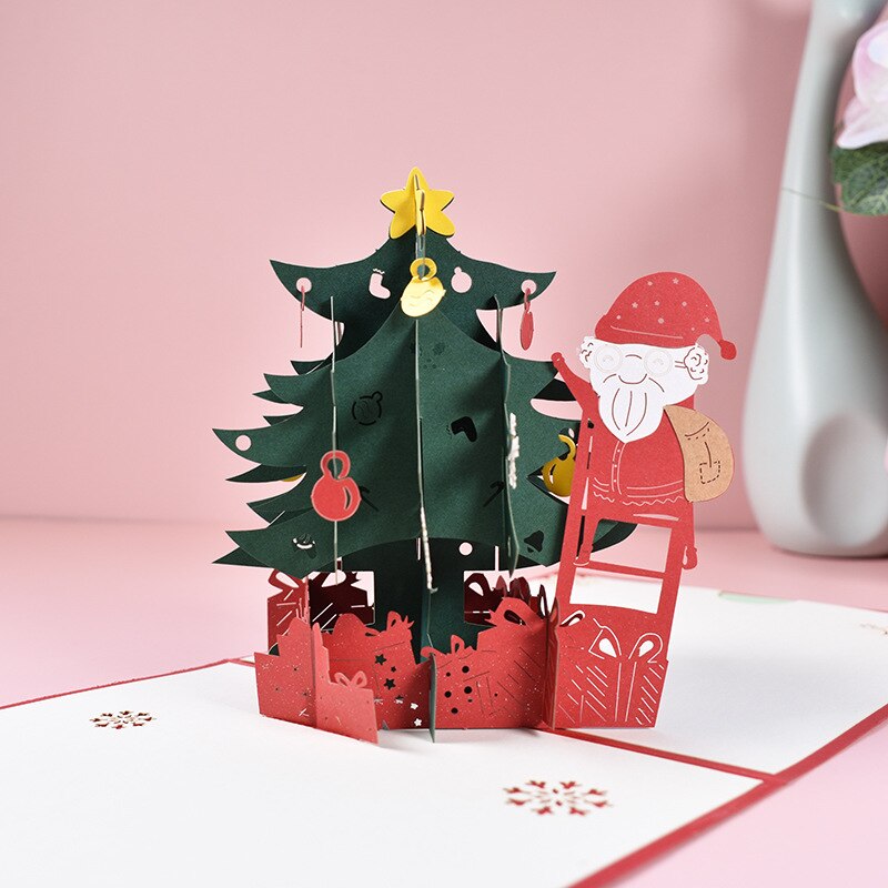 Cartes Pop-UP 3D pour arbre de noël, décoration de noël, d&#39;hiver, cartes de vœux du nouvel an
