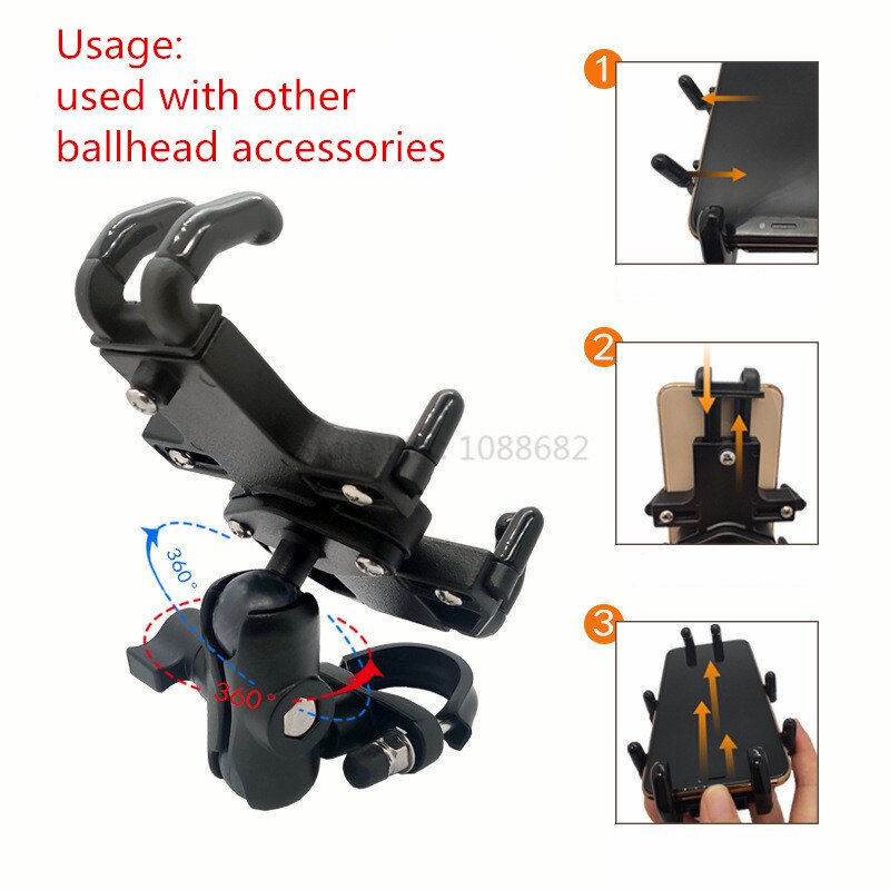 Jadkinsta Universal Spring Loaded Cell Phone Cradle Holder with 1 Inch Ball Diamond Plate For RAM MOUNT for 4.7-7.12 inch Phone