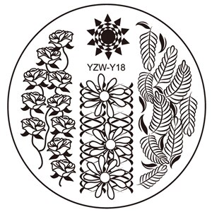1 pièce ronde fleur Nail Art Image timbre estampage plaques manucure modèle bricolage vernis pochoir ongles outils: Y18