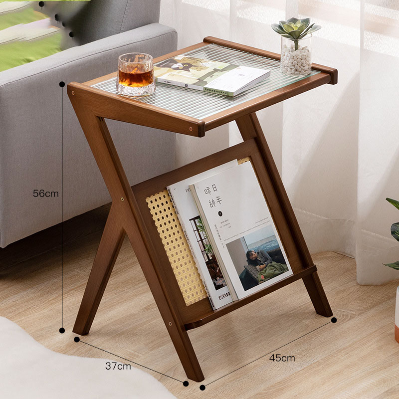 Mesa auxiliar en forma de Z, mesa de té y café creativa con estante para el hogar, sofá esquinero, sala de estar, dormitorio, suministros para apartamentos pequeños: Negro