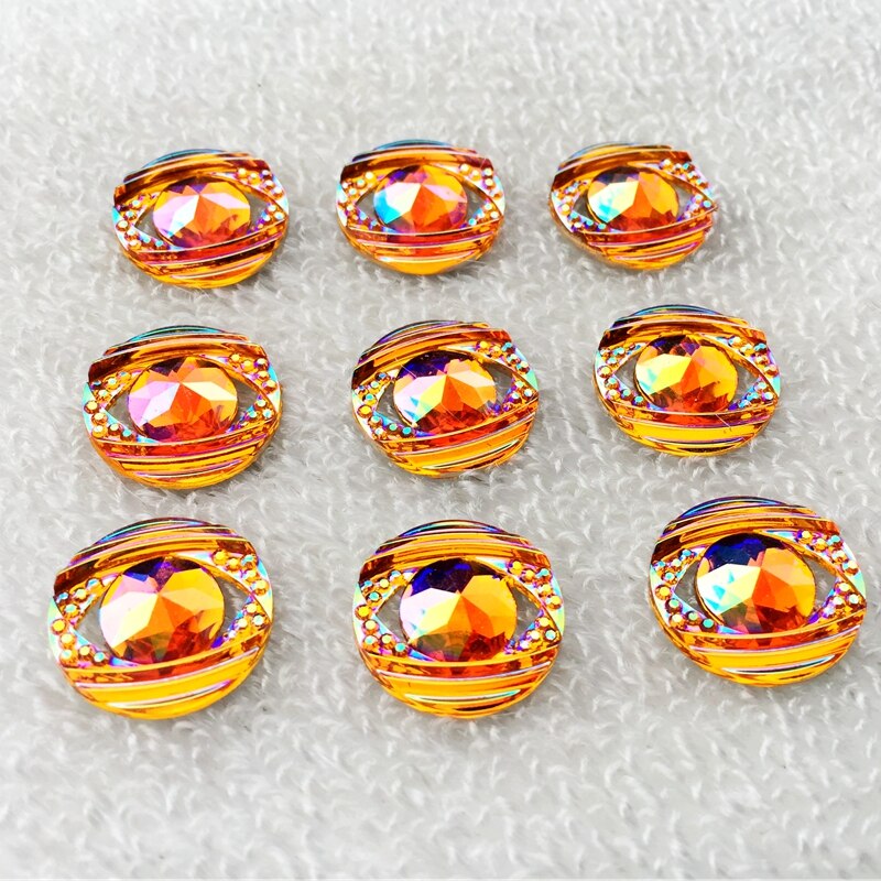 10pcs 18mm AB colour Round Flat Back stones and crystal Resin Rhinestone trim Gems For Costume Button Crafts -E842