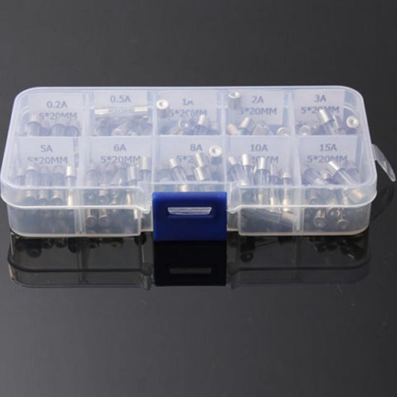 100Pcs glass fuses Quick Blow Glass Tube Fuse Assorted Kits Fast-blow Glass Fuses 5*20mm for home appliances electronics