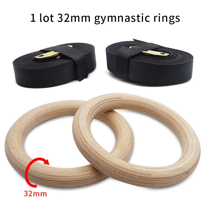 32mm gymnastikringe i træ gymnastikringe med justerbare lange spænder stropper træning til hjemmegymnastik & cross fitness