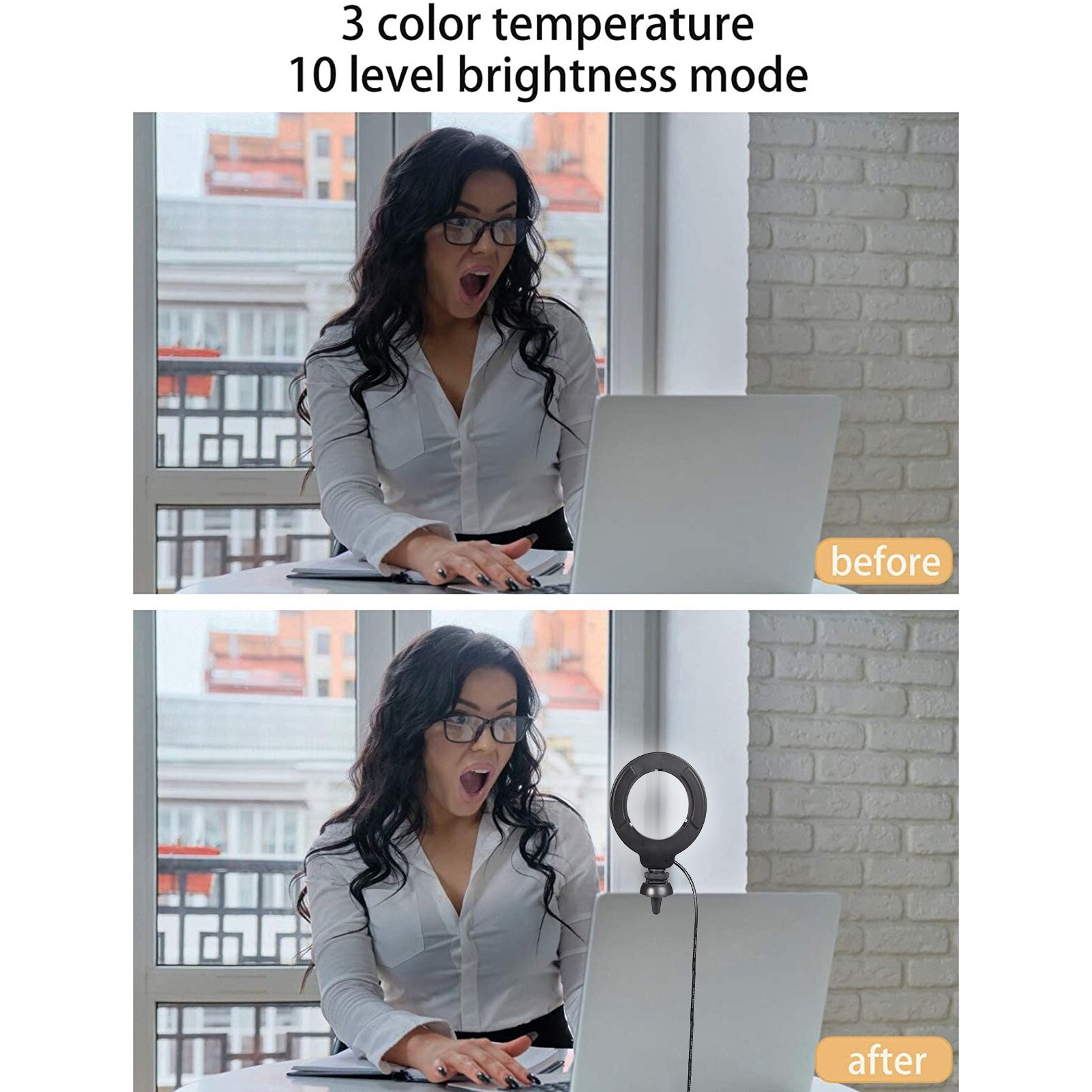 Computer Ring Light Video Conference Circle Light With Clip LED Light Ring Selfie Ring Lamp Adjustable Lights For Smartphone