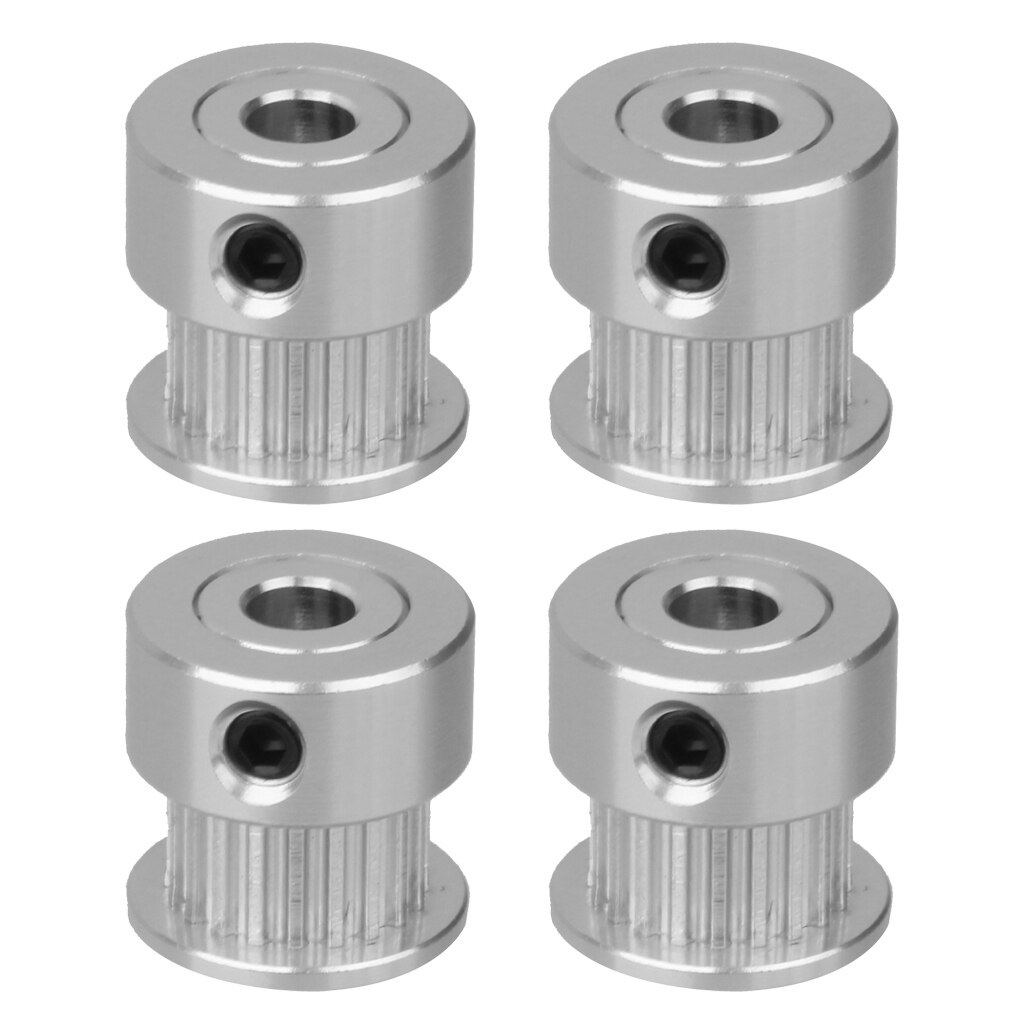 4pcs GT2 Pulley 20 Teeth Bore 5mm(2mm Pitch), Teeth Timing Gear (Alumium) For 2GT Belt Width 6mm For 3D printer parts