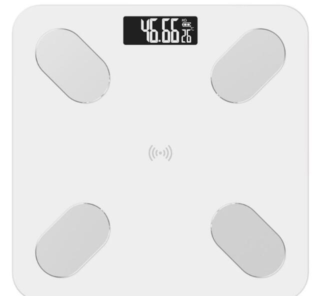 LCD Digital Body Index Fat Scale Electronic Smart Voice Bluetooth APP Electronic Scales for Apple/IOS Bathroom Household Balance: Ivory