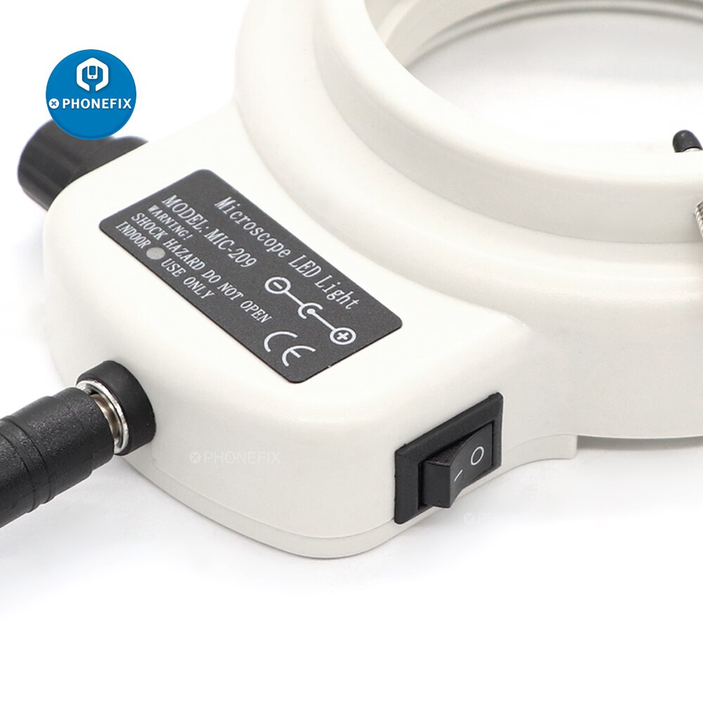 Microscopio 144 Anillo de luz LED de la lámpara del iluminador de microscopio círculo luz 0 - 100% microscopio cámara fuente de luz