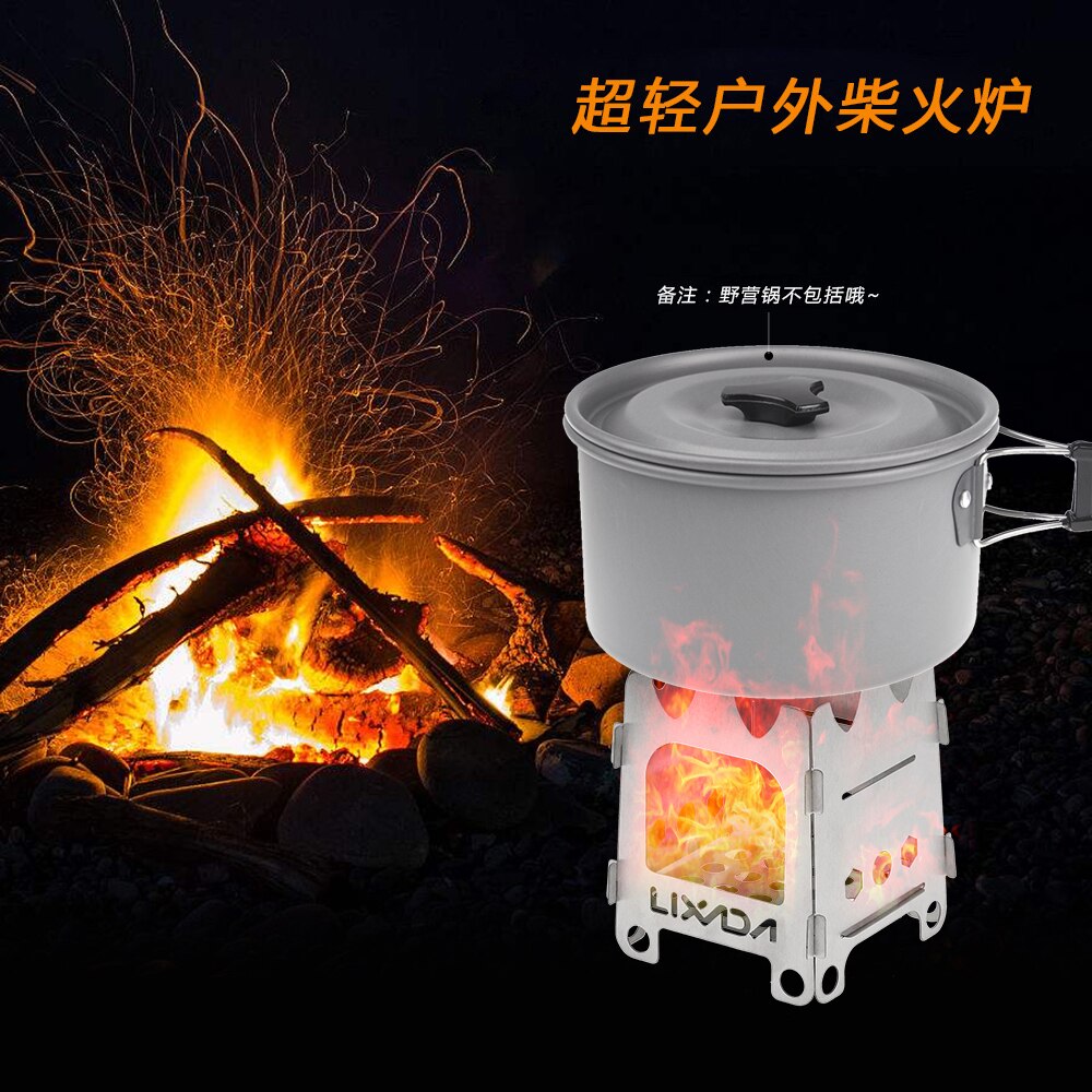 Lixada Outdoor Portable Camping Wood Stove Lightweight Pocket Alcohol Stove with Alcohol Tray Stainless Steel Folding Stove