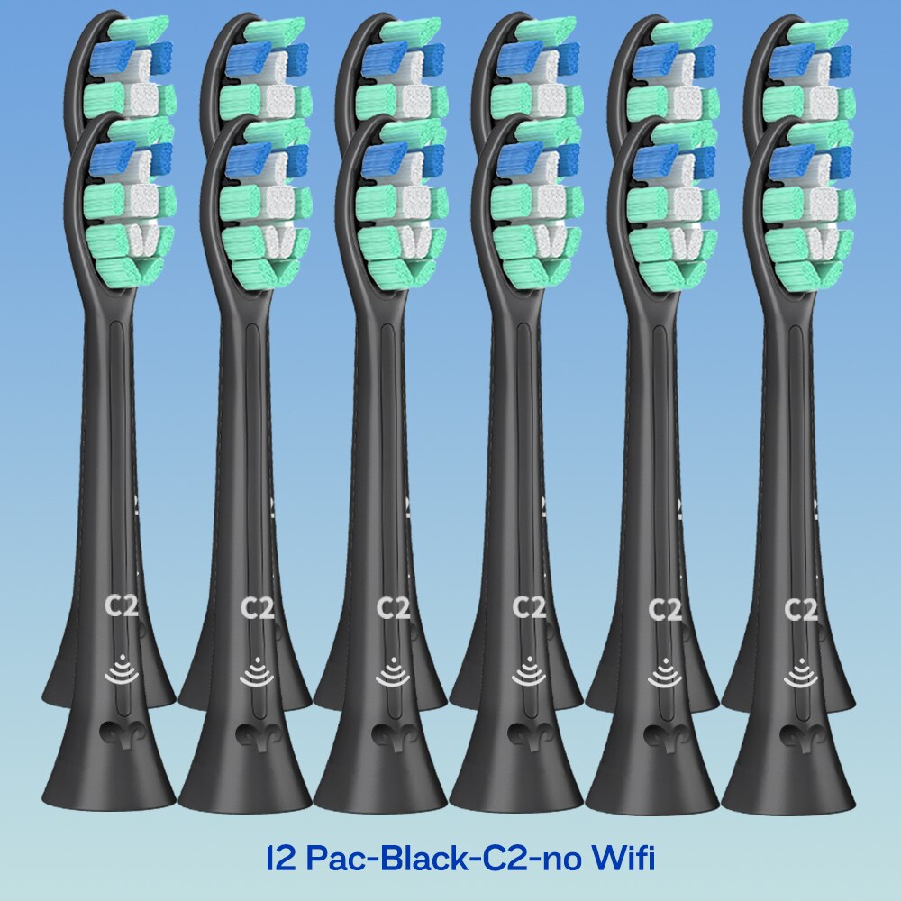 C2 W2 G2 Tandenborstel Heads Fit Voor Phillips Sonicare Elektrische Tandenborstel Plaque Controle, Diamondclean, Flexcare, Kauwgom Gezondheid: 12-BK-C2-no Wifi