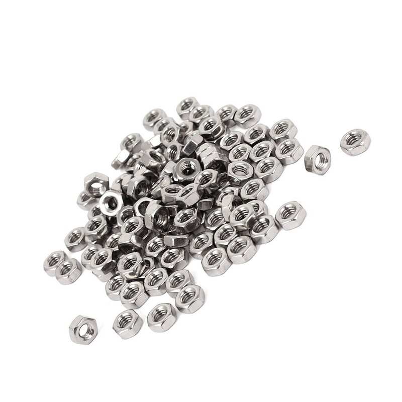Metric M4 Hex Nut 304 Stainless Steel Fastener DIN 934 100pcs for Bolt