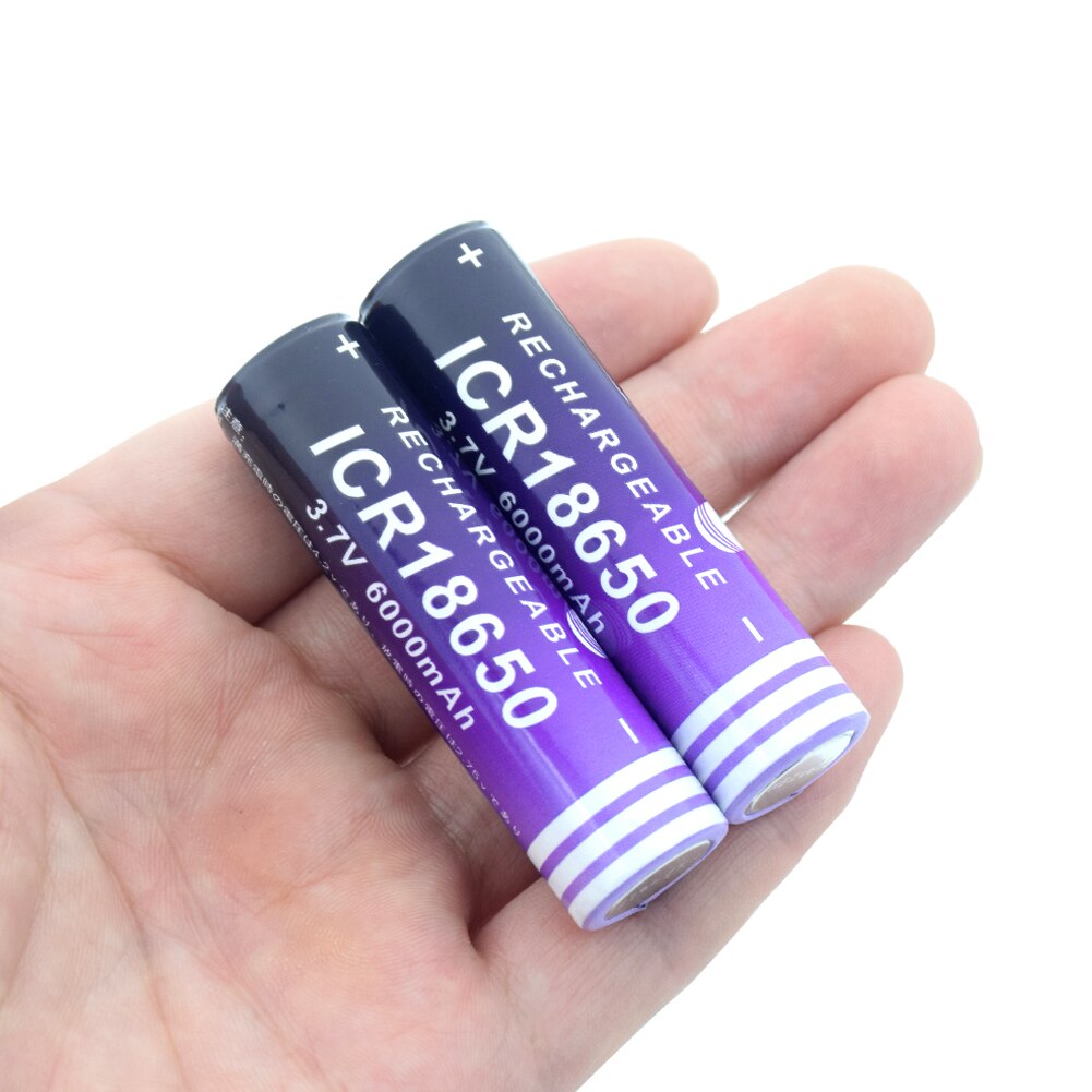 2Pcs 18650 6000mah 3.7 v 6000mah 18650 Lithium Rechargeable Battery For Flashlight batteries With Battery EU US Charger