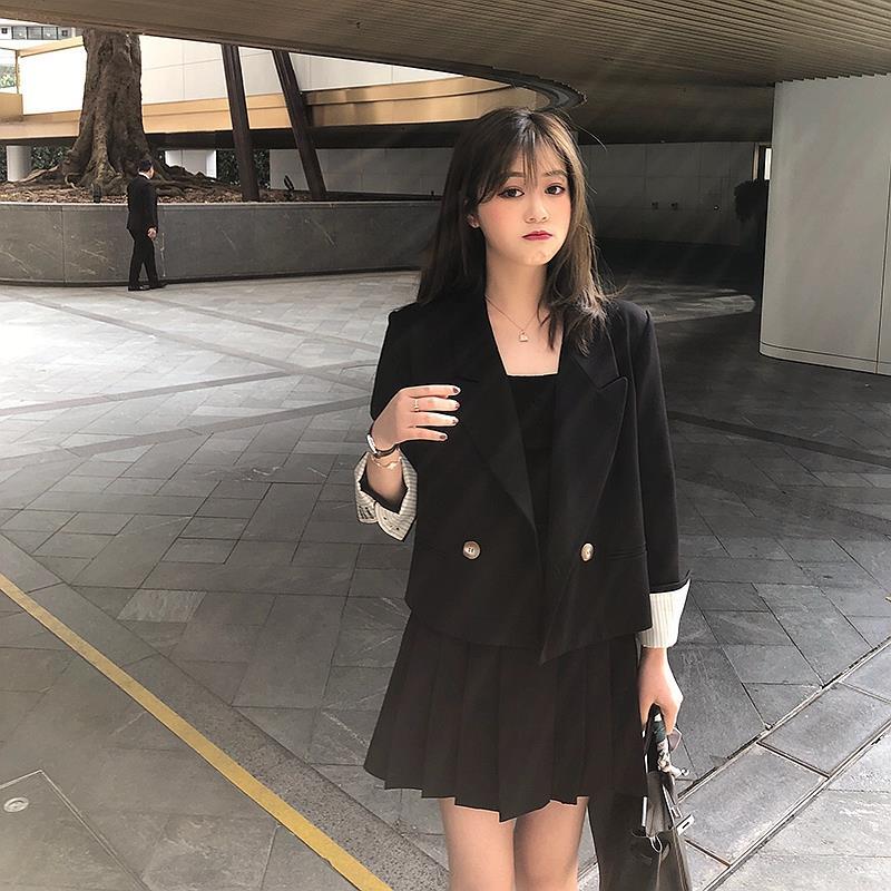 Temperamento de altura curta irmã real rua frito rede profissional vermelho coreano estilo terno saia duas peças terno feminino