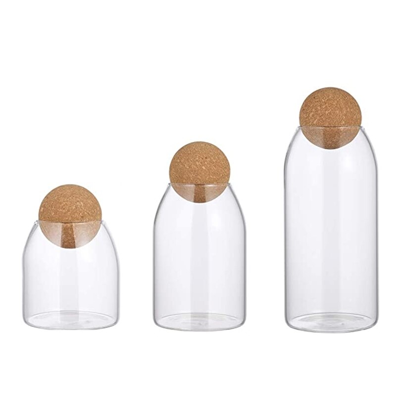 Pot de Stockage en verre avec Couvercle En Bois Boule De Bonbon Clair Pot pour Servir le Thé Café