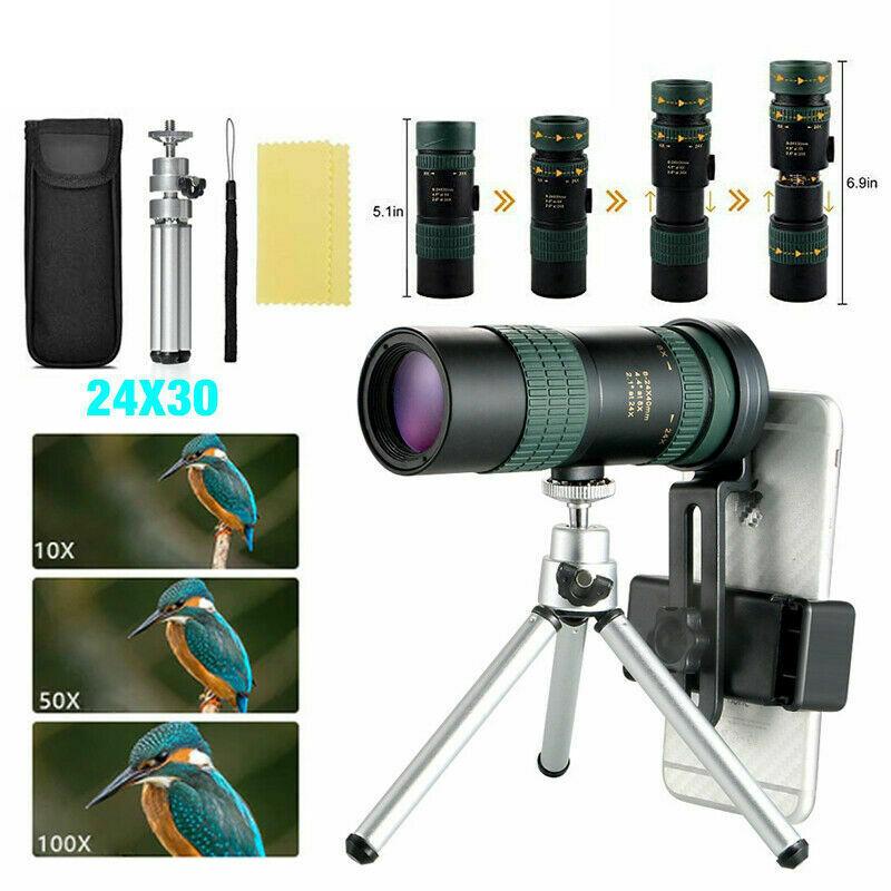 8-24x30mm Fernrohr Astronomische Teleskop Super Tele Zoomen Mit Stativ Clip einstellen Hd Nachtsicht für Telefon Zoomen Klettern