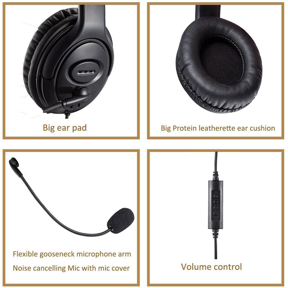 Headset USB Headset Computer Heaphone With Microphone Business Wired Headphones For Computer Laptop PC Headphones With Mic