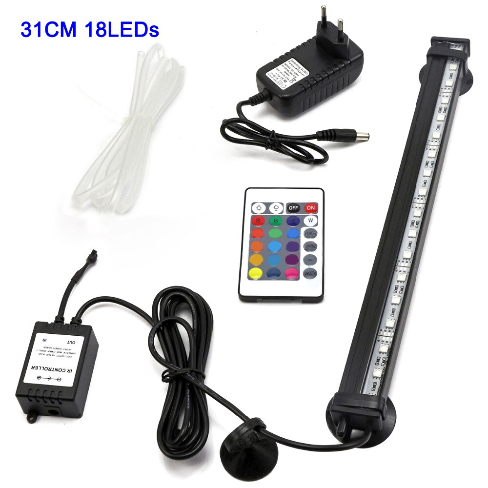Aquarium Licht Led 16-51 Cm 5050 Rgb Waterdichte Afstandsbediening Lamp Aquarium Fish Tank Onderwater Dompelpompen Licht D30: EU 31CM