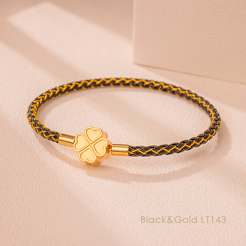 MOONLIGHT Mode Klassieke Klavertje Vier Armband voor Vrouwen Roestvrij Staal Gevlochten Armband Vrouwelijke Sieraden 10 Kleuren: 20Cm / Kobalt Violet