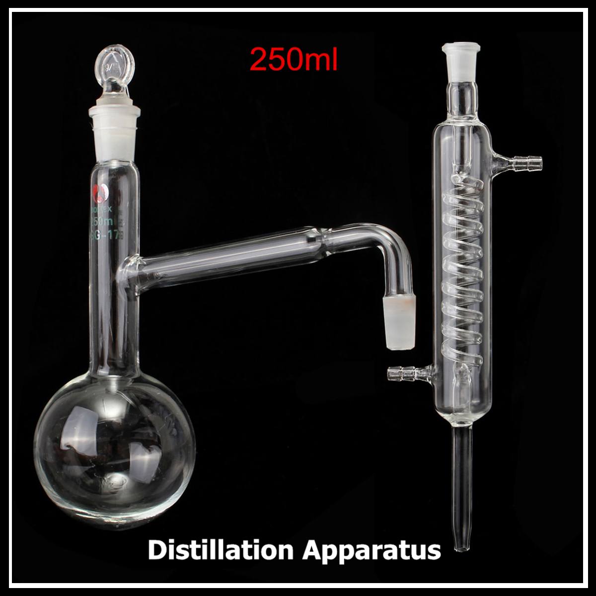 Set di Kit per vetreria per chimica da laboratorio per apparecchi di distillazione da 250ml apparecchi per distillazione di vetro per laboratorio di chimica 24/40