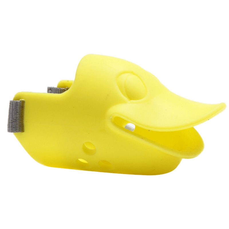 Pet Dog Mask Cute Durable Duck-mouth Shape Mask Muzzle Mouth Cover Silicone Muzzle Bark Anti-bite Masks For Dog: Yellow / S