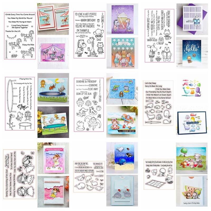 You Are My Sunshine Mixed Animals Flowers Leaves Clear Stamps DIY Scrapbooking Making Template 07