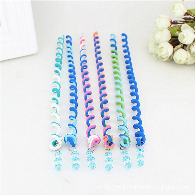 5/6 unids/lote cinta para el pelo para niñas de Color arcoíris bonita banda para el pelo cristal elástico largo bandas para el pelo para Niños Accesorios para el cabello: 6 pcs blue