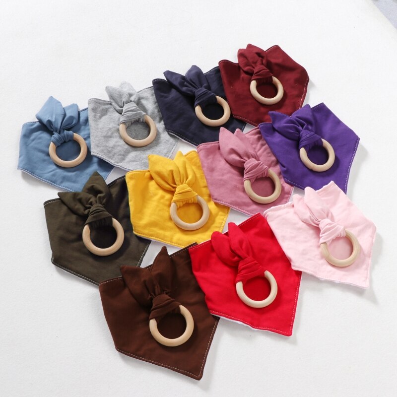 1 Set Baby Rabbit Ears Teether Cotton Bibs Infant Saliva Towel Care Set Baby Bib N1HB