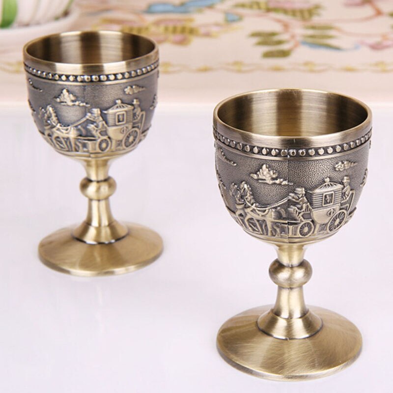 Klassieke Metalen Wijn Cup Handgemaakte Kleine Beker Huishoudelijke Koperen Wijn Glas Carving Patroon Drinkware