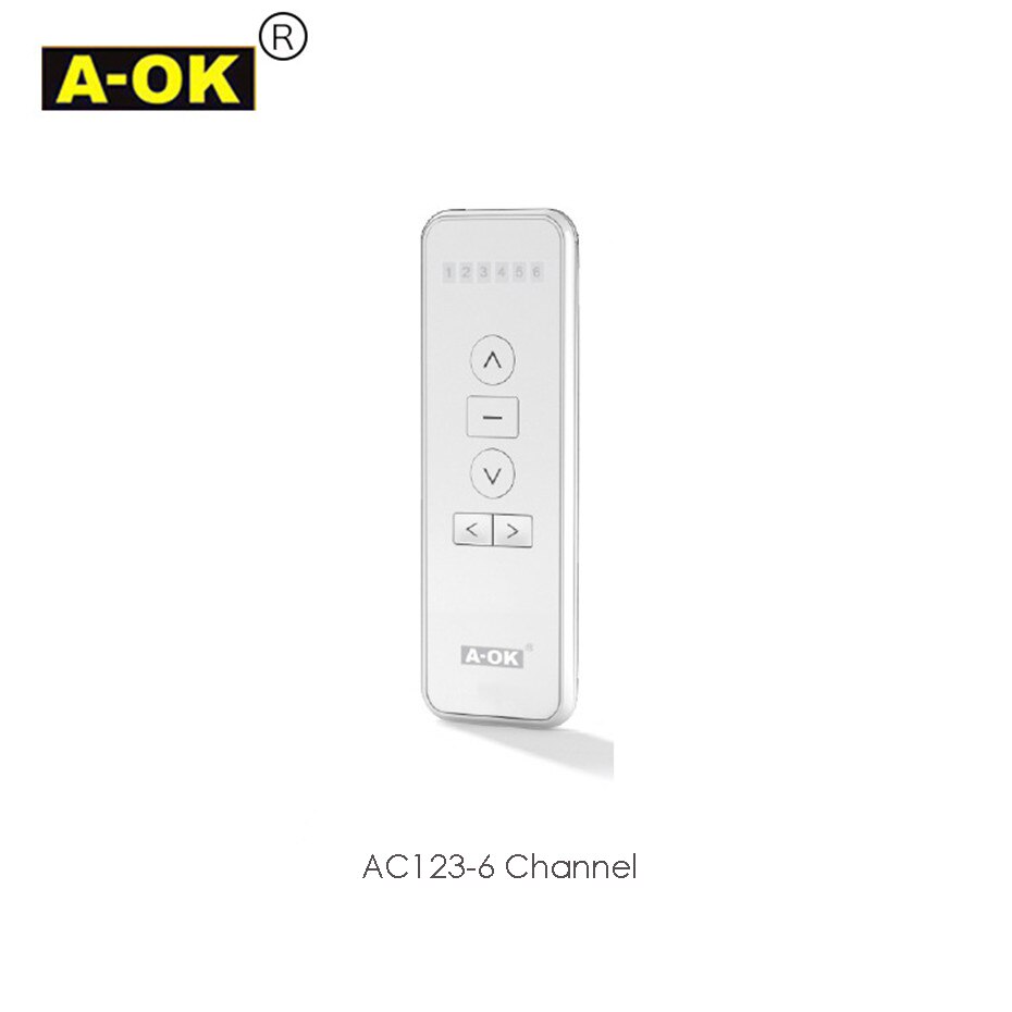 Original A-OK RF433 Remote Controller AC123-1/2/6/16 Channel for A-OK RF433 Curtain Motor and RF433 Tubular Motor,with battery
