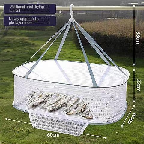 Three-layer drying net anti-mosquito drying fish net strong and durable dry goods net drying salted fish drying drying artifact: Light Grey
