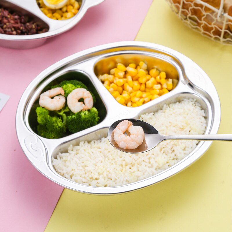Chanovel 304 Roestvrij Cartoon Kinderen Diner Voedsel Plaat Multi Grid Kleuterschool Kind Lunchbox Fastfood Lade