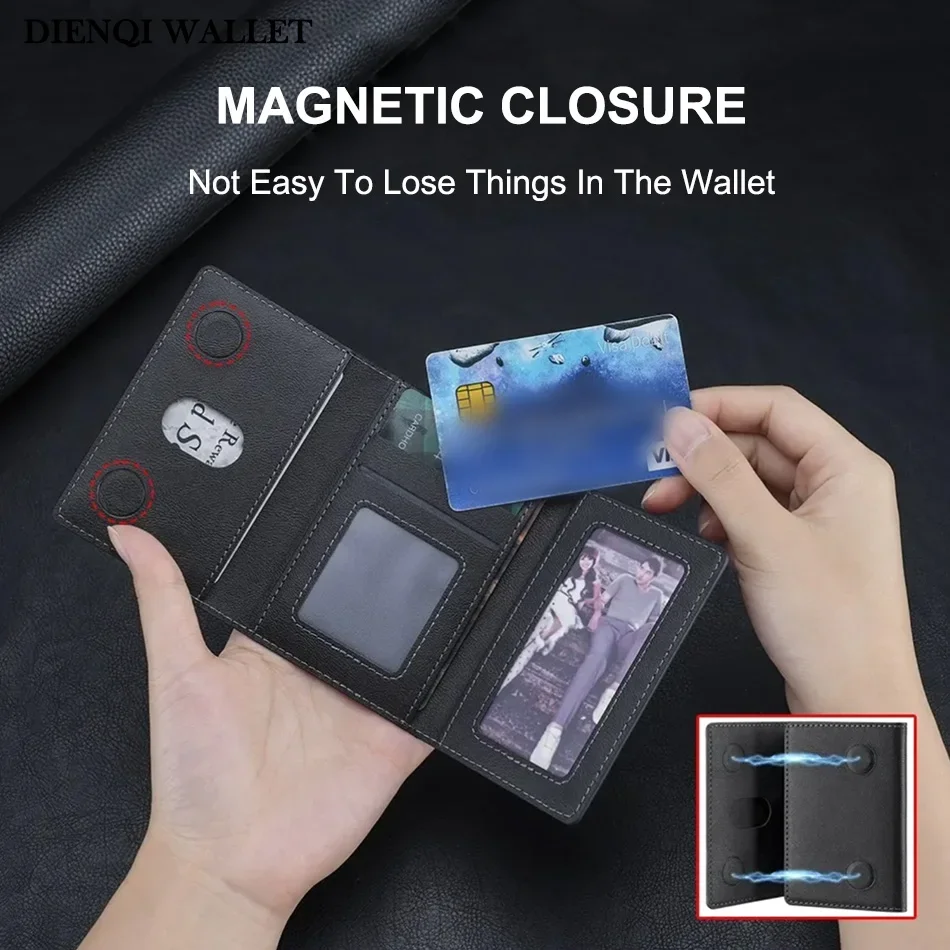Trifold Magnetic Phone Wallet PU Leather Card Bag Magsafe Card Holder Wallet dla Apple IPhone 16 15 12 13 14 Pro Max Plus Mini