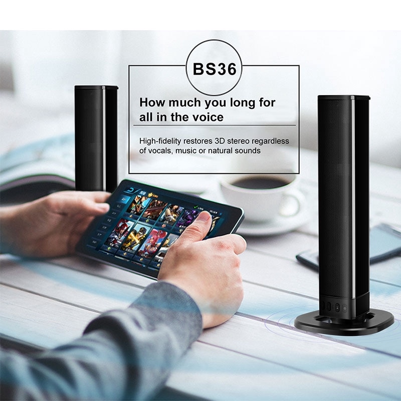 Blue Tooth Speaker 20W Soundbar with 4 Full Range Speakers Home Theater Surround Multifunction Foldable for TV/PC Smartphone