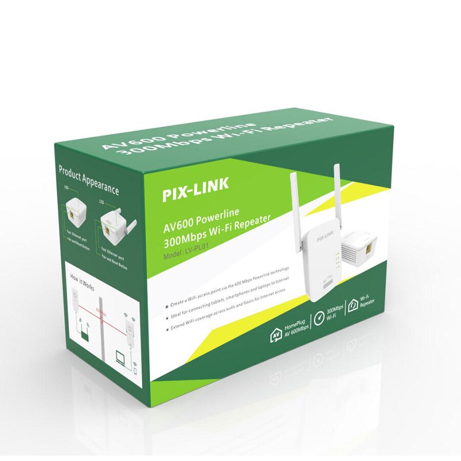 PIXLINK PL01 600 Mbps Wireless Wifi Powerline adapter Router Extender KIT Netzwerk Powerline ethernet Adapter Homeplug 1 Paar